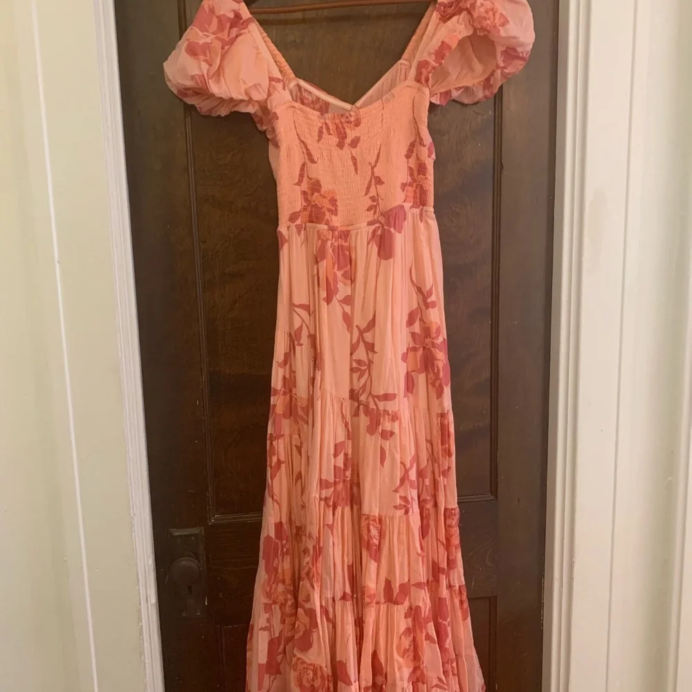 Free People Women's Short Sleeve Sundrenched Pink Maxi Dress sz. Medium - Picture 2 of 10